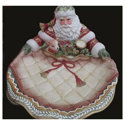 Fitz and Floyd Holiday Santa Clause Ceramic Platter Cherub Capers Creations