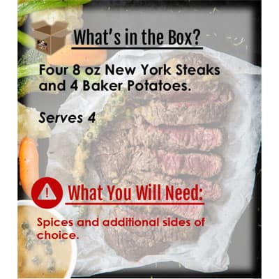 Meals in a Box New York Strip Steaks and Baked Potatoes at Nel’s Bi-Lo Market