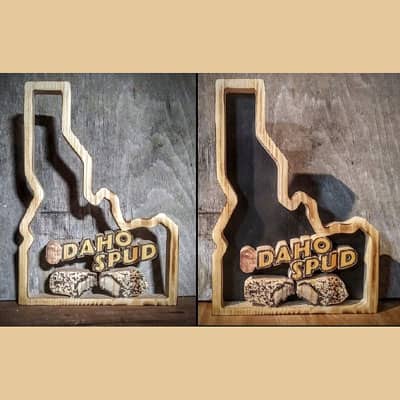 Idaho Spud Custom Photo on Wood Background at Ideas on Wood