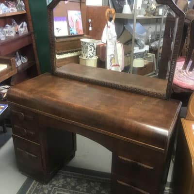 Vintage 5 Drawer Dresser and Vanity with Mirror at 2nd Time Around Pocatello